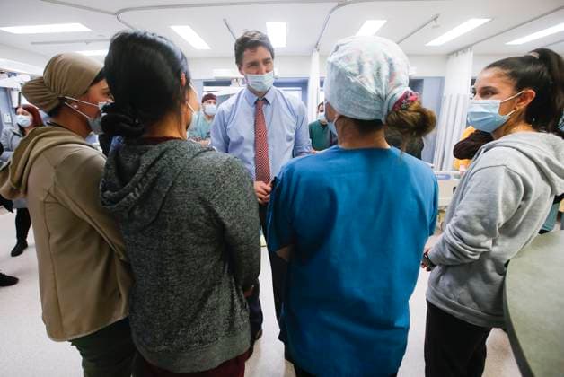 March 3, 2023, WINNIPEG, MANITOBA, CANADA: Prime Minister Justin Trudeau meets with health care workers at the Grace Hospital in Winnipeg, Friday, March 3, 2023. WINNIPEG CANADA  - ZUMAc35_ 20230303_zaf_c35_059 Copyright: xJohnxWoodsx