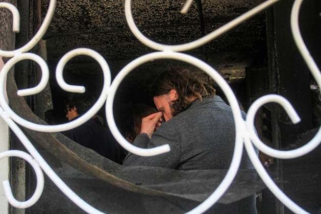 March 3, 2023, Nablus, West Bank, Palestine: Delegation that came with Sven Kuhn von Burgsdorff, the European Union representative for the Palestinian Territories, center, survey the damage of a torched house in the West Bank town of Hawara which was set ablaze by radical Jewish settlers earlier this week . On Monday scores of Israeli settlers went on a violent rampage in the northern West Bank town of Hawara, setting cars and homes on fire after two settlers were killed by a Palestinian gunman. Nablus Palestine - ZUMAs197 20230303_zaa_s197_298 Copyright: xNasserxIshtayehx