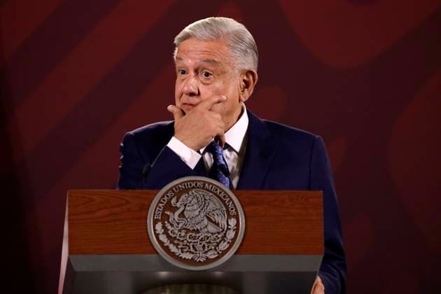 President of Mexico at press conference at the National Palace March 6, 2023, Mexico City, Mexico: Mexican President Andres Manuel Lopez Obrador at the daily morning press conference at the National Palace in Mexico City, Mexico. on March 6, 2023 in Mexico City, Mexico (Photo by Luis Barron Eyepix Group). Copyright: xLuisxBarronx xEyepixxGroupx LB20230306_AMLO4