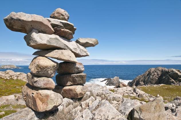 Inukshuk Inunnguaq, Kap Bonavista, Bonavista Halbinsel, Neufundland, Kanada, Nordamerika Copyright: imageBROKER/alimdix/xMichellexGilders iblcfd09005528.jpg