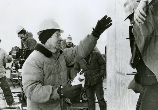 English film director Guy Hamilton on the set of Remo Williams: The Adventure Begins, UK 1985 