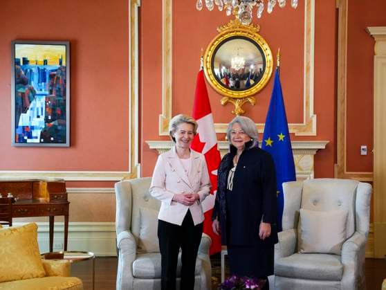 News Bilder des Tages March 8, 2023, Ottawa, ON, CAN: European Commission President Ursula von der Leyen meets with Governor General Mary Simon at Rideau Hall in Ottawa on Wednesday, March 8, 2023. Ottawa CAN  - ZUMAc35_ 20230308_zaf_c35_007 Copyright: xSeanxKilpatrickx