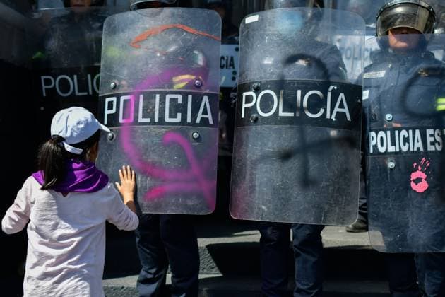 Thousands of women take to the streets to protest 8M in Mexico State March 08 , 2023 Toluca, Mexico : As part of the activities of International Women s Day, mobilizations are taking place all over the country and the capital of the State of Mexico was no exception, therefore, from young girls to elderly women came to the meeting points, gradually filling the streets with purple. on March 08 , 2023 in Toluca, MÃ xico. (Photo by Arturo Hernandez Eyepix Group) Copyright: xArturoxHernandezx xEyepixxGroupx AH_080323_25