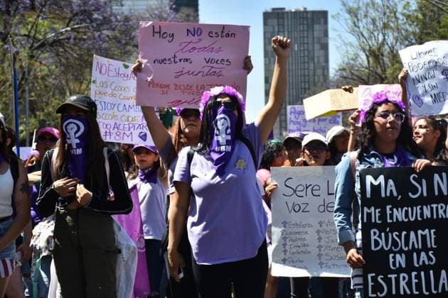 International Women s Day Demonstration March 8, 2023, Mexico City, Mexico: Hundreds of women take part during a demonstration to demand stop violence against women on the occasion of the commemoration of International Women s Day. on March 8, 2023 in Mexico City, Mexico. (Photo by Carlos Tischler Eyepix Group) Copyright: xCarlosxTischler xEyepixxGroupx CT_08032023_89154