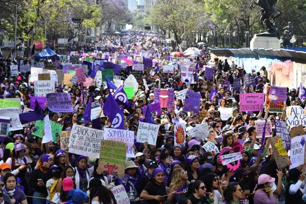 International Women s Day Demonstration March 8, 2023, Mexico City, Mexico: Hundreds of women take part during a demonstration to demand stop violence against women on the occasion of the commemoration of International Women s Day. on March 8, 2023 in Mexico City, Mexico. (Photo by Carlos Tischler Eyepix Group) Copyright: xCarlosxTischler xEyepixxGroupx CT_08032023_89201