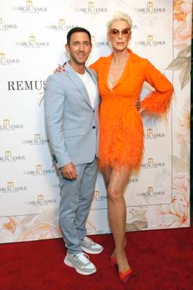 Marcel Remus und Brigitte Nielsen bei der Remus Pre Award Tea Time zugunsten der DKMS im Beverly Hills Hotel. Beverly Hills, 08.03.2023