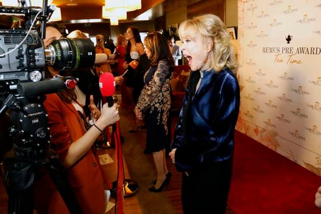 Davina Potratz, Kate Linder und Barbara Eden bei der Remus Pre Award Tea Time zugunsten der DKMS im Beverly Hills Hotel. Beverly Hills, 08.03.2023