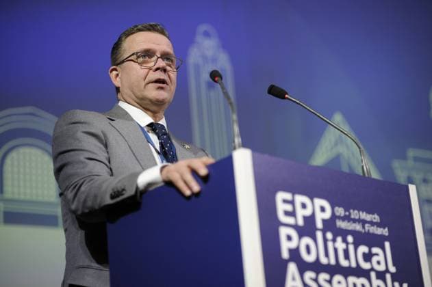 Leader of the National Coalition Party of Finland Petteri Orpo speaks at the opening of the Political Assembly of the Group of the European People s Party (EPP Group) in Helsinki, Finland, on March 9, 2023. The EPP Political Assembly gathers in Helsinki on 09-10 March. Helsinki Finland  Copyright: xMikkoxStigx LKFTVX20230309154931KNMV