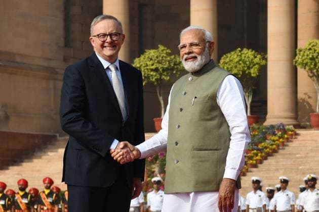Bilder des Jahres 2023, News 03 März News Themen der Woche KW10 March 10, 2023, New Delhi, Delhi, India: Indian Prime Minister Narendra modi welcome his Australian counterpart Anthony Albanese MP, at Rashtrapati bhavan in New Delhi on Friday, 10, March 2023 on his three day official visited to India, New Delhi India - ZUMAb226 20230310_zip_b226_004 Copyright: xRavixBatrax