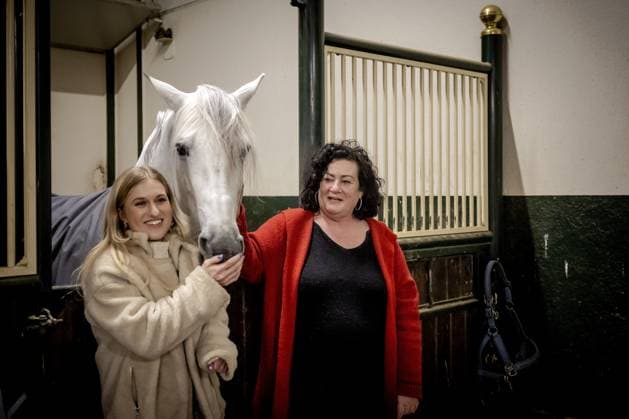Caroline van der Plas of Boer Burger Beweging (BBB) visits riding school Academy Bartels, in Hooge Mierde The Netherlands on March 12 2023, where Britt Dekker has her horses as part of her campaign for the Provincial Council elections. ANP ROBIN VAN LONKHUIJSEN netherlands out - belgium out  Copyright: xx x464821575x originalFilename: 464821575.jpg