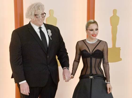 (L-R) BloodPop and Lady Gaga attend the 95th annual Academy Awards at the Dolby Theatre in the Hollywood section of Los Angeles on Sunday, March 12, 2023.  LAP2023031211132 JIMxRUYMEN