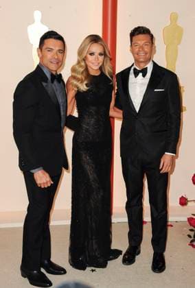 Mark Consuelos, Kelly Ripa, Ryan Seacrest at arrivals for 95th Academy Awards - Arrivals 3, Dolby Theatre, Los Angeles, CA March 12, 2023. Photo By: Elizabeth Goodenough Everett Collection at arrivals for 95th Academy Awards - Arrivals 3, Dolby Theatre, Los Angeles, CA March 12, 2023. Photo By: Elizabeth Goodenough Everett Collection PUBLICATIONXNOTxINxCANxCHNxFRAxITAxJPNxNORxPOLxRUSxESPxUKxUSA