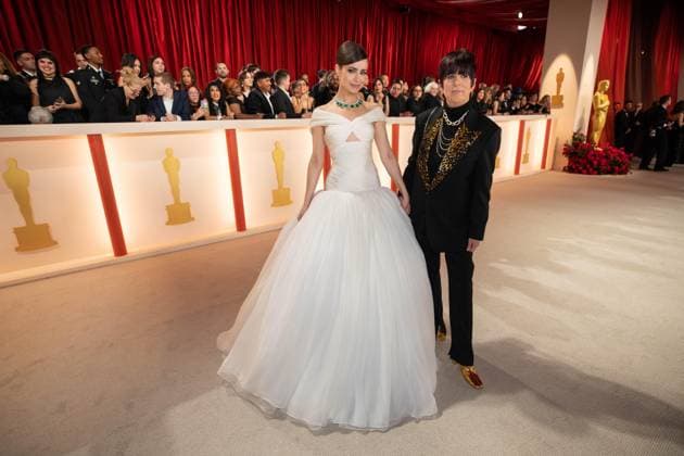 Sofia Carson and OscarÂ® nominee Diane Warren arrives on the red carpet of the 95th OscarsÂ® at the DolbyÂ® Theatre at Ovation Hollywood on Sunday, March 12, 2023.  Copyright: xA.M.P.A.S.x 34494-387PLX