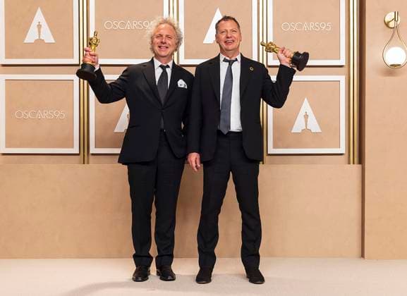 Entertainment Bilder des Tages Charlie Mackesy and Matthew Freud pose with their Oscars for Best Animated Short for The Boy, the Mole, the Fox, and the Horse , in the press room of the ceremony of the Academy Awards, today, at the Dolby Theater in Hollywood, USA, 12 March 2023. Charlie Mackesy and Matthew Freud win Best Animated Short Oscar !ACHTUNG: NUR REDAKTIONELLE NUTZUNG!  Copyright: xArmandoxArorizox AME1948 20230313-9aef5bb8517e1db6a606d7a7bdfb11269507e1cb