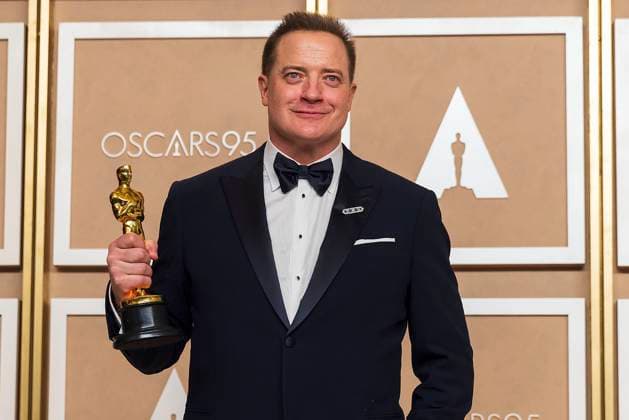 Brendan Fraser poses with his Oscar for Best Lead Actor for the film The Whale in the press room of the 95th edition of the Academy Awards ceremony, at the Dolby Theater in Hollywood, USA, 12 March 2023. 95th edition of the Academy Awards in Hollywood !ACHTUNG: NUR REDAKTIONELLE NUTZUNG!  Copyright: xArmandoxArorizox AME1969 20230313-2a21d19dd87d13f6d12af210e828da9fb2db9e13
