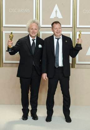 Charlie Mackesy, Matthew Freud in the press room for 95th Academy Awards - Photo Room, Dolby Theatre, Los Angeles, CA March 12, 2023. Photo By: Elizabeth Goodenough Everett Collection in the press room for 95th Academy Awards - Photo Room, Dolby Theatre, Los Angeles, CA March 12, 2023. Photo By: Elizabeth Goodenough Everett Collection PUBLICATIONXNOTxINxCANxCHNxFRAxITAxJPNxNORxPOLxRUSxESPxUKxUSA