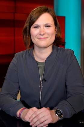Karen Malsy in der ARD-Talkshow hart aber fair im Studio Adlershof. Berlin, 13.03.2023