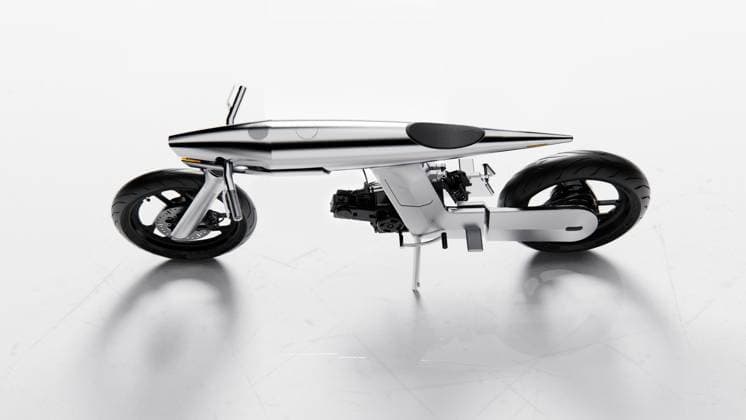 **VIDEO AVAILABLE. CONTACT INFO@COVERMG.COM TO RECEIVE.** A futuristic-looking motorcycle that resembles a bullet is hitting the market this year. Bandit9 Motors unibody vehicle ?EVE Odyssey? uses NASA-grade materials used in the production of their spacecrafts. The body of the bike resembles a sleek bullet cast in reflective silver with an L-shaped subframe, gas tank, steering setup, and headlight assembly, all resting within a single monocoque item. It also features a custom-designed aluminum alloy box frame, rear-set foot controls, clip-on bars, and three-arm wheels. The speedster also has a digital LED display, wide-view mirrors, and LED indicators. For further customisation, riders can choose between leather or neoprene for t Copyright: xx 52516844 EDITORIAL USE ONLY. NOT FOR USE BY NEWSPAPERS BASED IN THE UK.