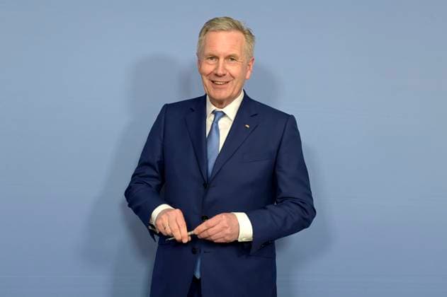 Christian Wulff bei der Pressekonferenz Hier klingt s mir gut - das bundesweite Projekt für mehr Teilhabe in der Musik im Haus der Bundespressekonferenz. Berlin, 14.03.2023
