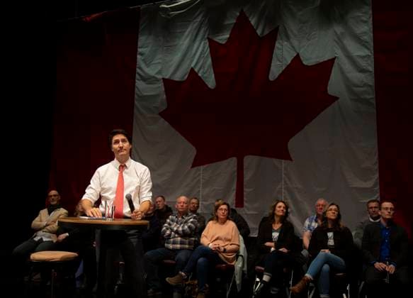 March 15, 2023, Clarenville, NL, Canada: Prime Minister Justin Trudeau participates in a town hall meeting with local chambers of commerce at the Amphitheatre at the Eastlink Events Centre in Clarenville, N.L., Wednesday, March 15, 2023. Clarenville Canada  - ZUMAc35_ 20230315_zaf_c35_031 Copyright: xPaulxDalyx