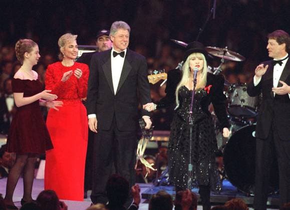 January 20, 1993, Washington, District of Columbia, USA: 52nd Presidential Inaugural Gala.President BILL CLINTON, HILARY CLINTON and daughter CHELSEA with singer STEVIE NICKS.and Vice president AL GORE (R). The first inauguration of Bill Clinton as the 42nd president of the United States was held on Wednesday, January 20, 1993. This was the 52nd inauguration and marked the commencement of the first term of Bill Clinton as president and Al Gore as vice president. At 46 years, 154 days of age at the time of his first inauguration, Clinton was the third-youngest person to become president, and the first from the Baby Boomer generation. Washington USA - ZUMA 19930120_gaf_g49_903 Copyright: xGerberxBarrettx