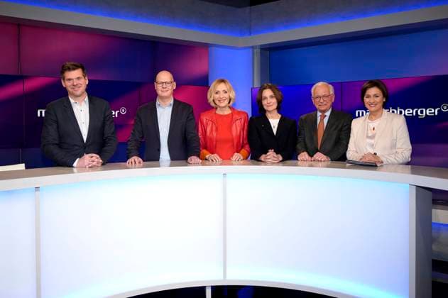 News Themen der Woche KW11 Gregor Peter Schmitz, Matthias Deiß, Petra Gerster, Katja Petrowskaja, Wolfgang Ischinger und Sandra Maischberger in der ARD-Talkshow maischberger im Studio Berlin Adlershof. Berlin, 15.03.2023 *** Gregor Peter Schmitz, Matthias Deiß, Petra Gerster, Katja Petrowskaja, Wolfgang Ischinger and Sandra Maischberger on the ARD talk show maischberger at Studio Berlin Adlershof Berlin, 15 03 2023 Foto:xT.xBartillax xFuturexImage
