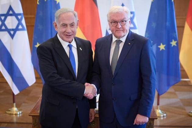 Berlin, Frank-Walter Steinmeier trifft Benjamin Netanyahu Bundespräsident Frank-Walter Steinmeier und der Ministerpräsident des Staates Israel Benjamin Netanyahu am 16.03.2023 im Schloss Bellevue in Berlin. Berlin Schloss Bellevue Berlin Deutschland