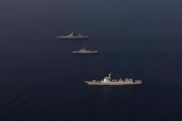 March 17, 2023, UNDEFINED, UNDEFINED, Iran: A handout photo made available by the Iranian Army shows China s guided-missile destroyer Nanning during a joint military drill of Iranian, Russian, and Chinese warships in the Gulf of Oman, south of Iran, 17 March 2023. Iran, China, and Russia started joint naval military drills in the Gulf of Oman on 17 March 2023 for two days, according to the Iranian Army. UNDEFINED Iran - ZUMAi98_ 20230317_zih_i98_014 Copyright: xIranianxArmyxOfficex
