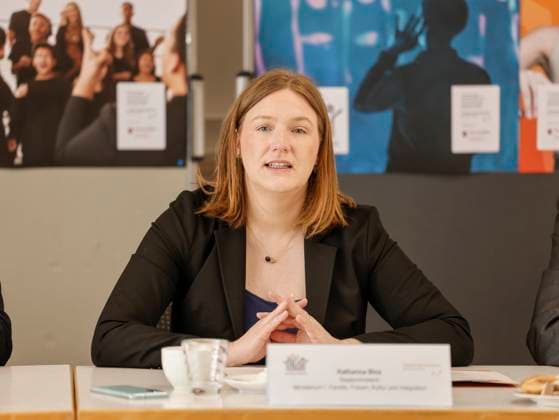 Katharina Binz Ministerin für Familie, Frauen, Kultur und Integration des Landes Rheinland-Pfalz Pressekonferenz des Landesmusikrat Rheinland-Pfalz zum Start einer landesweiten Imagekampagne für die Amateurmusik 17.03.23