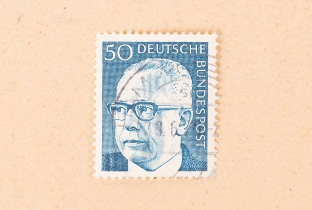 RECORD DATE NOT STATED GERMANY - CIRCA 1970: A stamp printed in Germany shows Gustav Heinemann, circa 1970 , 27931978.jpg, aged, air, ancient, antique, circa, collect, collectable, collecting, collection, communication, correspondence, envelope, gustav Heinemann, historic, hobby, postage, postage stamp, printed, stamp,
