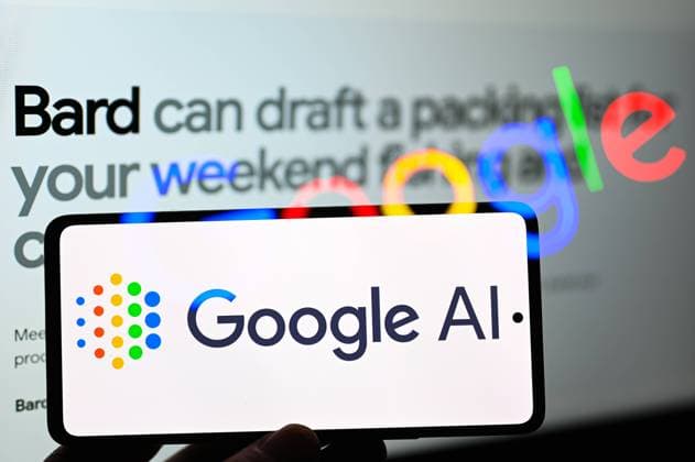 Google Bard Illustration In Brussels, Belgium, on March 21, 2023, the Google Bard web page is seen on screen with Google AI on mobile during the launches. (Photo Illustration by Jonathan Raa NurPhoto) Brussels Belgium  Copyright: xJonathanxRaax originalFilename: raa-googleba230321_nptVI.jpg