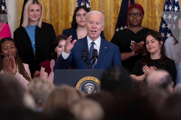 March 22, 2023, Washington, District of Columbia, USA: United States President Joe Biden speaks during a reception celebrating Women™s History Month at the White House in Washington, DC, on March 22, 2023 Washington USA - ZUMAs152 20230322_zaa_s152_139 Copyright: xChrisxKleponisx