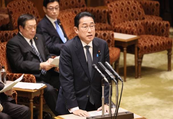 News Themen der Woche KW12 News Bilder des Tages March 23, 2023, Tokyo, Japan - Japanese Prime Minister Fumio Kishida answers a question at Upper House s budget committee session at the National Diet in Tokyo on Thursday, March 23, 2023. Kishida returned from Ukraine early morning after meeting with Ukranian President Volodymyr Zelensky.  , aflo_214090131.jpg,