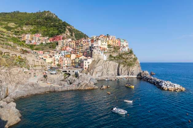 Italy, Liguria, Manarola, View of historic village along Cinque Terre, FOF13486