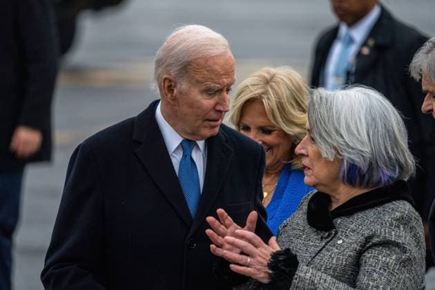 March 23, 2023, Ottawa, Ontario, Canada: U.S. President Joe Biden (L) speaks with Governor General Mary Simon (R) in Canada before his meeting with Canadian Prime Minister Justin Trudeau for his first official visit to the country since he became president. Though visits from American presidents to Canada typically take place soon after election, Biden s inaugural visit to the northern neighbour has been delayed due to COVID-19 travel restrictions. Ottawa Canada - ZUMAs197 20230323_zaa_s197_249 Copyright: xKatherinexChengx