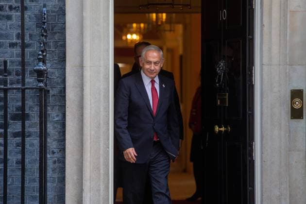 March 24, 2023, London, England, United Kingdom: Prime Minister of Israel BENJAMIN NETANYAHU is see leaving 10 Downing Street. London United Kingdom - ZUMAs262 20230324_zip_s262_030 Copyright: xTayfunxSalcix