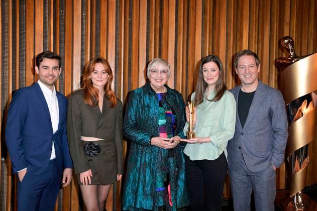 Lucas Reiber, Lea van Acken, Claudia Roth, Alexandra Maria Lara und Florian Gallenberger bei der Bekanntgabe der Nominierungen für den Deutschen Filmpreis 2023 im Kino International. Berlin, 24.03.2023