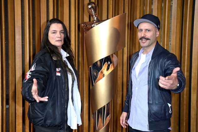 Katja von Garnier und Vartan Bassil bei der Bekanntgabe der Nominierungen für den Deutschen Filmpreis 2023 im Kino International. Berlin, 24.03.2023