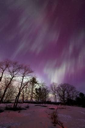 GRAVENHURST, ON - MARCH 23: The Northern Lights appear in the sky on March 23, 2023 in Gravenhurst, Ontario, Canada.  Copyright: xChinaxNewsxServicex VCG111428653401