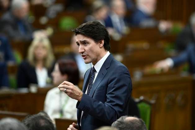 March 27, 2023, Ottawa, ON, CAN: Prime Minister Justin Trudeau rises during Question Period in the House of Commons on Parliament Hill in Ottawa on Monday, March 27, 2023. Ottawa CAN  - ZUMAc35_ 20230327_zaf_c35_077 Copyright: xJustinxTangx