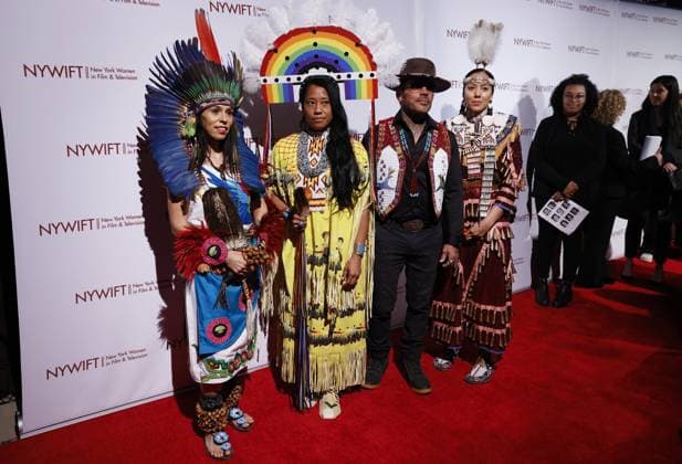 Bilder des Jahres 2023, Entertainment 03 März Entertainment Themen der Woche KW13 The Red Hawk Native American Arts Council arrive on the red carpet at the New York Women In Film And Television s 43rd Annual Muse Awards at Cipriani 42nd Street on Tuesday, March 28, 2023 in New York City.  NYP20230328101 JohnxAngelillo