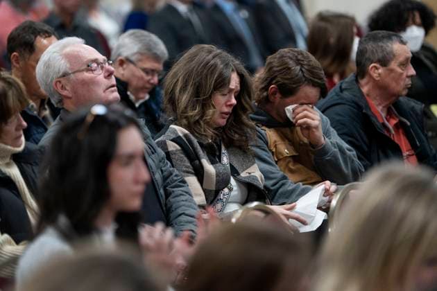 March 30, 2023, Halifax, NS, Canada: Friends, family, and supporters of the victims of the mass killings in rural Nova Scotia in 2020 react at the beginning of the final report of the Mass Casualty Commission inquiry in Truro, N.S. on Thursday, March 30, 2023. Halifax Canada  - ZUMAc35_ 20230330_zaf_c35_007 Copyright: xDarrenxCalabresex