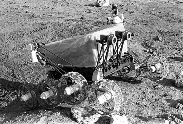 Crimea, Ukrainian SSR, USSR. January, 1971. Lunokhod-1 lunar Rover is being tested under ground conditions simulating lunar soil at the lunodrom of the Ã‘Âentre for deep space. The exact date of the photograph is unknown. Nikolay Akimov TASS  275633
