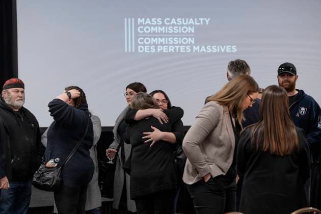 March 30, 2023, Truro, NS, Canada: Family, friends and supporters of the victims of the mass killings in rural Nova Scotia in 2020 gather following the release of the Mass Casualty Commission inquiry s final report in Truro, N.S. on Thursday, March 30, 2023. Truro Canada  - ZUMAc35_ 20230330_zaf_c35_017 Copyright: xDarrenxCalabresex