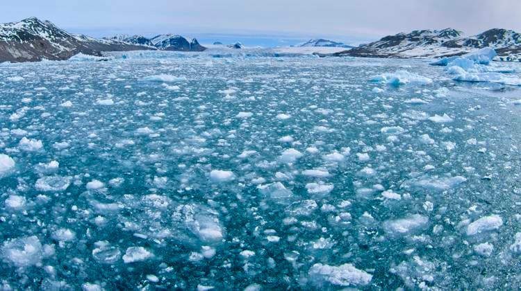 Drift floating Ice, Albert I Land, Norway Drift floating Ice and Snowcapped Mountains, Iceberg, Ice Floes, Albert I Land, Arctic, Spitsbergen, Svalbard, Norway, Europe Copyright: xZoonar.com AlxCarrerax 18872468