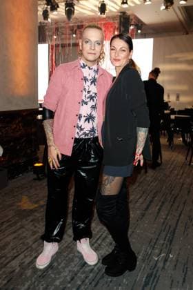GEMA MusikautorInnenpreis 2023 Chris Harms (Lord of the Lost) mit Ehefrau Anja beim 14. GEMA MusikautorInnenpreis im Ritz Carlton am 30.03.2023 in Berlin. Copyright: xEventpressxKochanx