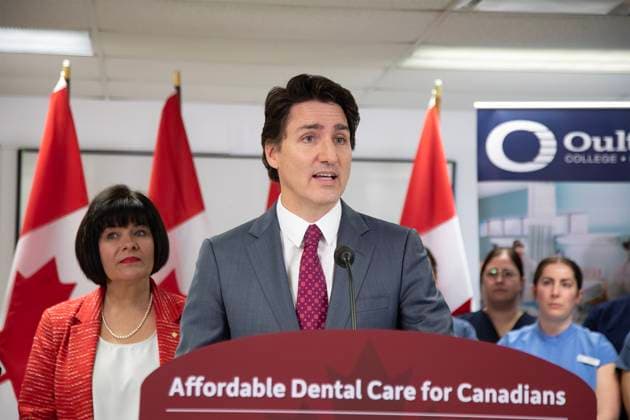 March 31, 2023, Moncton, NB, Canada: Prime Minister Justin Trudeau speaks at Oulton College in Moncton, N.B., on Friday, March 31, 2023. Moncton Canada  - ZUMAc35_ 20230331_zaf_c35_056 Copyright: xRonxWardx