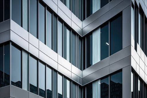 RECORD DATE NOT STATED An AI generated illustration of a modern building detail with reflective windows *** An&Verkauf AI generiert illustrierung des einer Modernes Gebäude einzelheit mit nachdenkendes Fenstern 15757248