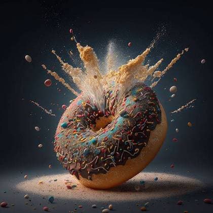 RECORD DATE NOT STATED An AI generated illustration of a donut decorated with chocolate cream and sprinkles *** An&Verkauf AI generiert illustrierung des einer Krapfen verziert mit Schokolade Creme und sprinkles 16162394