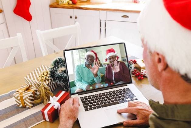 Senior caucasian man having christmas video call with senior african american couple Senior caucasian man having christmas video call with senior african american couple. Communication technology and christmas, digital composite image., model released, , property released, Cork, Ireland, 2022-10-19T15:23:19.000Z, 3858997.jpg, people,senior,caucasian man,christmas,video call,african american,couple,communication technology,digital composite,composite image,xmas,winter,year,celebration,holiday,merry,festive,december,together,love,relationship,gift,snow,romance,video conference,happy,decoration,family,romantic,party,caucasian,man,video,call,african,american,communication,technology,digital,composite,image Senior,Elderly,Man,Male,Black,Woman,F